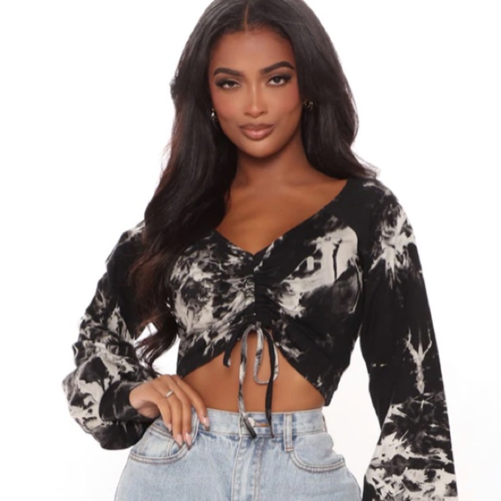 Fashion Nova -  Tie Dye Crop Top in Black/Combo